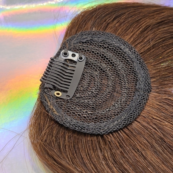 Dark Auburn Brown Human Hair French Bangs - Picture 7 of 8